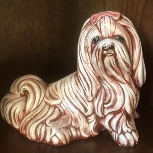 Vintage Ceramic Dog Maltese or Lhasa Apso Figurine